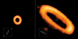 Příklady neskloněného a vychýleného protoplanetárního disku kolem dvojhvězd pozorovaných radioteleskopem ALMA Autor: ALMA (ESO/NAOJ/NRAO), I. Czekala and G. Kennedy; NRAO/AUI/NSF, S. Dagnello