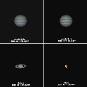 2x Jupiter s Io, Saturn a Mars 16.6. 2020 Alšovice Autor: Roman Hujer