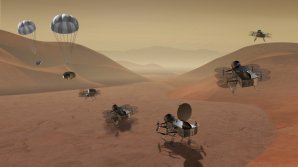 Přistání a první výzkumné lety sondy Dragonfly na měsíci Titan Autor: NASA/JHUAPL