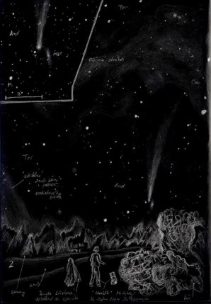 Pozorování komety Ikeya-Zhang na kresbě zachycuje i Martina Lehkého. Autor: Petr Horálek.