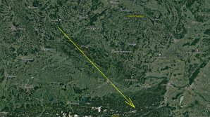 Průmět světelné dráhy bolidu z 19. listopadu 2020 v atmosféře na zemský povrch Autor: Astronomický ústav AV ČR