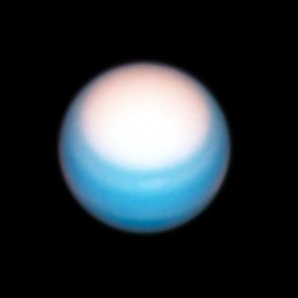 Snímek Uranu pořízený pomocí HST 25. 10. 2021 ukazuje jasnou polární oblast planety Autor: NASA, ESA, A. Simon (Goddard Space Flight Center), and M.H. Wong (University of California, Berkeley