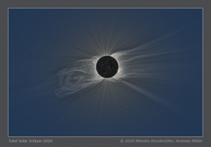 Úplné zatmění Slunce 14. 12. 2020 - koróna do vzdálenosti až osmi poloměrů Slunce Autor: Miroslav Druckmüller a Andreas Möller