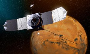 Umělecké ztvárnění sondy MAVEN obíhající kolem planety Mars Autor: NASA/GSFC