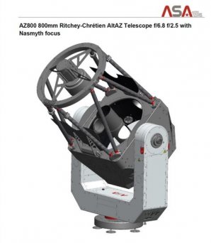 Toto je AZ800 f/6.8 (ASA), dalekohled, který je výrobkem rakouského špičkového výrobce astronomické techniky, který dodává teleskopy například i pro Evropskou jižní observatoř. Autor: ASA