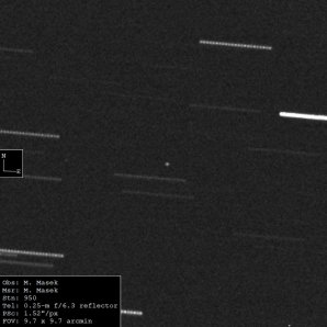 Asteroid 2023 BU na snímku z dalekohledu FRAM Autor: FRAM/FZÚ/Martin Mašek