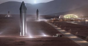 Umělecká představa Starship v kolonii na Marsu Autor: SpaceX