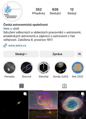 Zobrazení instagramového profilu ČAS na mobilním telefonu Autor: Instagram/ Jan Herzig
