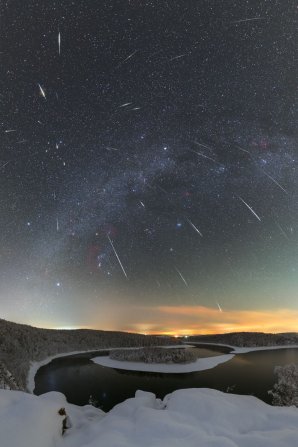 Maximum Geminid v roce 2018 nad Sečskou přehradou Autor: Petr Horálek