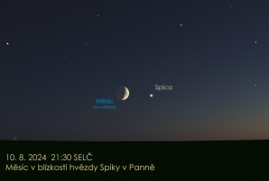 Měsíc se Spikou na večerní obloze 10. srpna. Autor: Stellarium / Jan Veselý