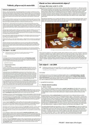 Ukázka Sklizně objevů Jiřího Grygara Autor: Libor Lenža