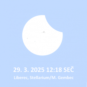 Simulace maximální fáze zatmění 29. 3. 2025 v Liberci (podklad: webové Stellarium, upravil M. Gembec)