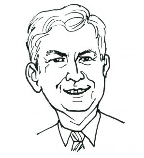 Jiří Grygar na karikatuře Lubomíra Vaňka