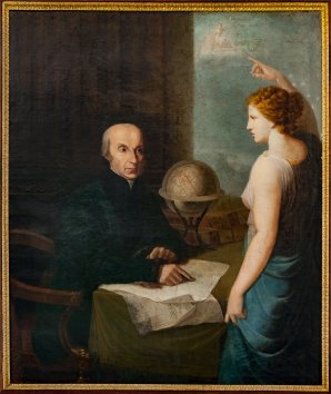 Portrét astronoma Giuseppa Piazziho v jeho observatoři, nacházející se ve věži Pisana v Palermu. Autor: Francesco La Farina Portrét astronoma Giuseppa Piazziho v jeho observatoři, nacházející se ve věži Pisana v Palermu. Autor: Francesco La Farina