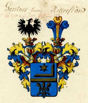 V roce 1811 byl František Josef Gerstner povýšen do rytířského stavu. Autor: Digitale Aufnahme des Wappens
