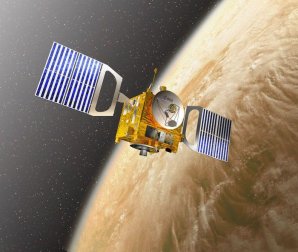 Představa umělce zobrazující sondu Venus Express nad povrchem Venuše. Autor: NASA