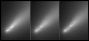 Rozpad komety pořízený HST. Autor: wikipedia/SW3-HST