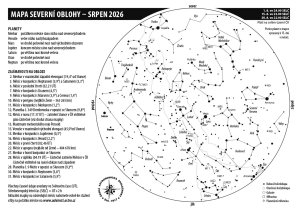 Mapa oblohy s úkazy v srpnu 2026 Autor: Aleš Majer