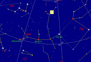 Pozice planetární mlhoviny NGC 7662 "Modrá sněhová koule" Autor: Jan Chyba