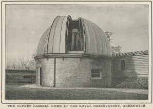Původní Lasselův dalekohled byl po jeho smrti umístěn do observatoře zvané Lassell Dome, kresba přibližně z roku 1890. Autor: lindahall/william-lassell/