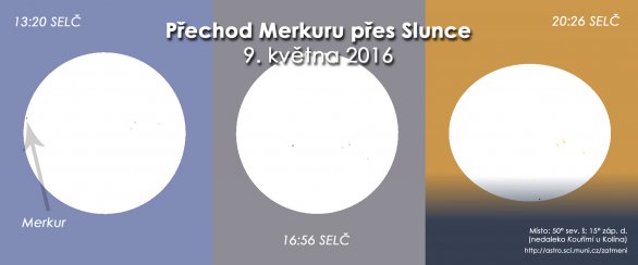 Přechod Merkuru přes Slunce v roce 2016. Autor: Expresní astronomické informace.