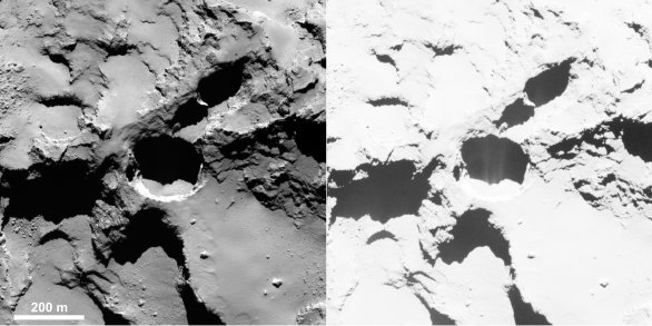 Podpovrchová aktivita na komětě 67P Churyumov-Gerasimenko Autor: ESA