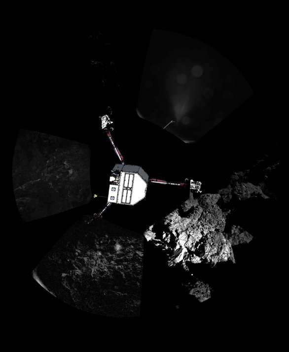 Povrch komety 67P Churyumov-Gerasimenko a modul Philae Autor: ESA