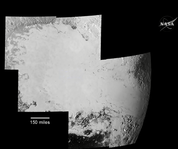 Další detail oblasti Sputnik Planum (Tombaugh Regio) na Plutu Autor: NASA TV