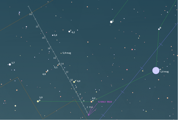 Polohy komety C/2013 US10 (Catalina) v prosinci 2015. Data: Guide 9