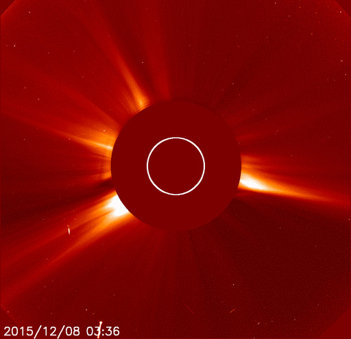 Zánik komety SOHO nad povrchem Slunce 8. prosince 2015. Autor: SOHO, NASA/ESA.