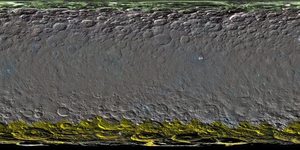Mapa Ceres dobarvená podle spektrálních měření Autor: NASA/Dawn