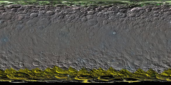 Mapa Ceres dobarvená podle spektrálních měření Autor: NASA/Dawn