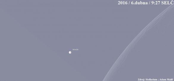 Venuše těsně před zákrytem 6. dubna podle Stellaria Autor: Adam Malíř