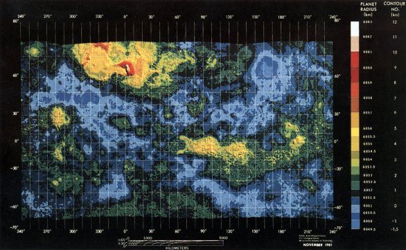 Mapa Venuše ze sondy Pioneer Venus Autor: NASA-Ames/USGS/MIT