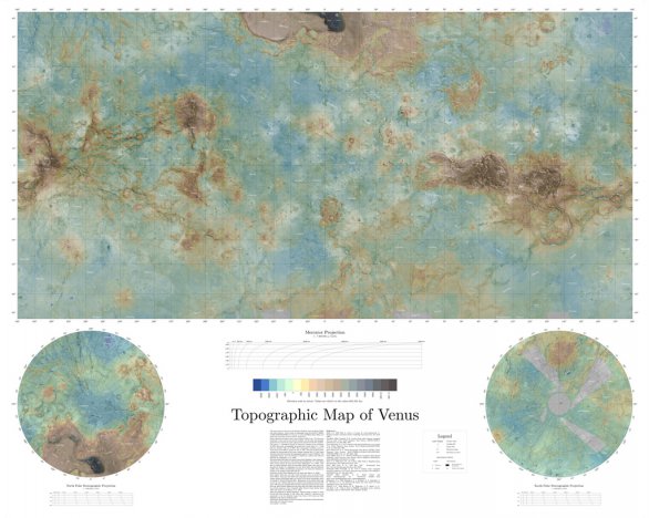 Topografická mapa Venuše. Veněra 15, 16, Magellan Autor: NASA/Daniel Macháček