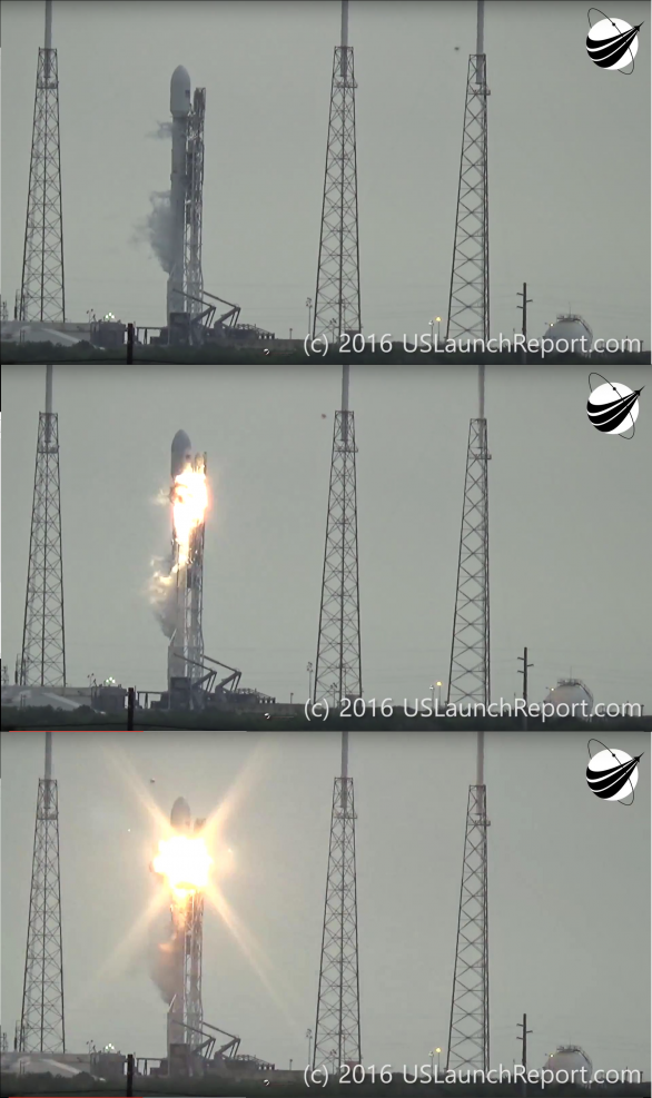 Exploze rakety Falcon 9 na rampě 1. 9. 2016 Autor: USLaunchreport.com