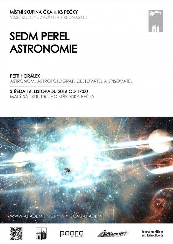 Přednáška Sedm perel astronomie 16. listopadu 2016 v KS Pečky. Autor: KS Pečky.