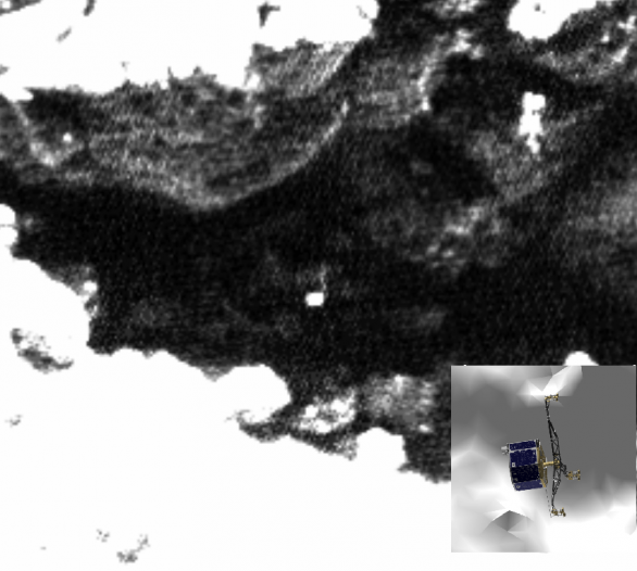 Obrázek pořízený 1. června 2016 spolu s 3D modelem Philae Autor: obrázky: ESA/Rosetta/MPS for OSIRIS Team MPS/UPD/LAM/IAA/SSO/INTA/UPM/DASP/IDA; 3D Philae: CNES/ A.C