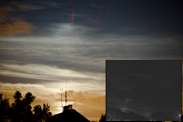 Red Sprite nad Slovenskem 21. srpna 2016 ve 22:05 SELČ ve vzdálenosti cca 200 km. Zachycen přes SONY A7S + Samyang 85 mm f/1.4 (f/2), ISO 2500, 2 s. Využito UFO Capture, SONY Effio. Autor: Daniel Ščerba