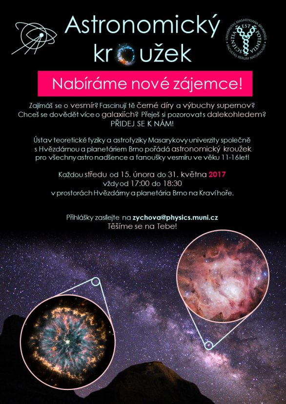 Astronomický kroužek 2017 na brněnské hvězdárně - nabíráme nové zájemce! Autor: Lenka Zychová