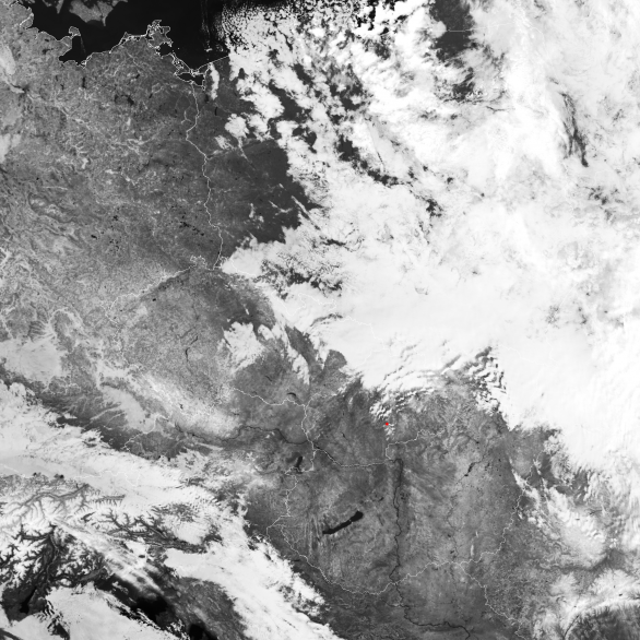 Ukázky snímků ze družice Suomi-NPP pro noc s airglow 2./3. prosince nad Slovenskem a Maďarskem. Autor: Družice Suomi NPP/DNB.