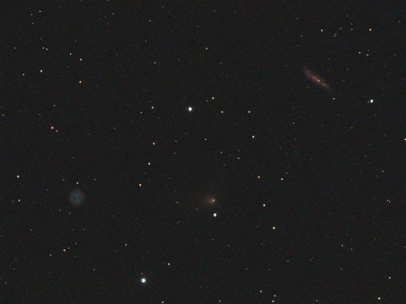 C/2014 S2 (PanSTARRS) ve společnosti M97 a M108. Podobné setkání předvede 22. 3. 2017 kometa 41P Autor: Martin Gembec