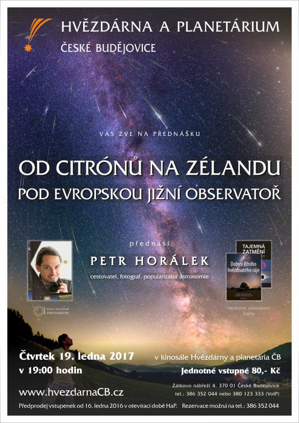Přednáška Petra Horálka 19. ledna 2017 na českobudějovické hvězdárně. Autor: HaP České Budějovice.