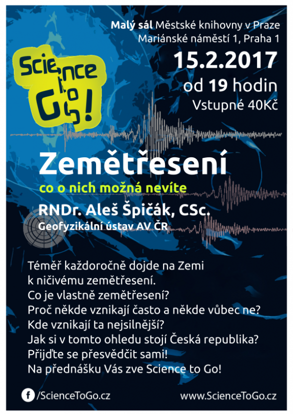 Přednáška Aleše Špičáka o Zemětřesení a co o nich možná nevíme. Autor: ScienceToGo.