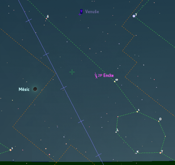 Měsíc, Venuše a 2P/Encke 28. února 2017. Data: Guide 9