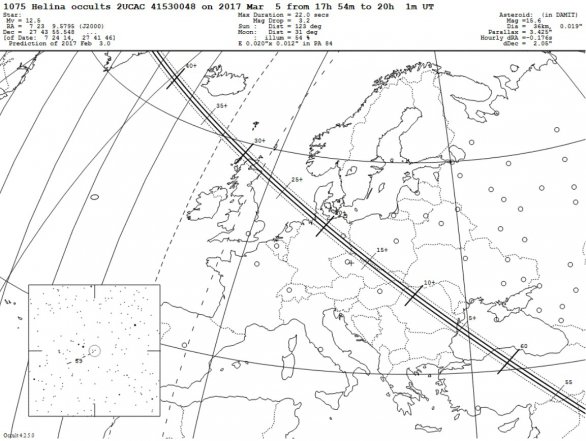 Zákryt hvězdy planetkou Helina 5 3. 2017