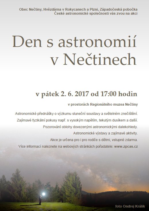 Astronomický den v Nečtinech Autor: Západočeská pobočka ČAS