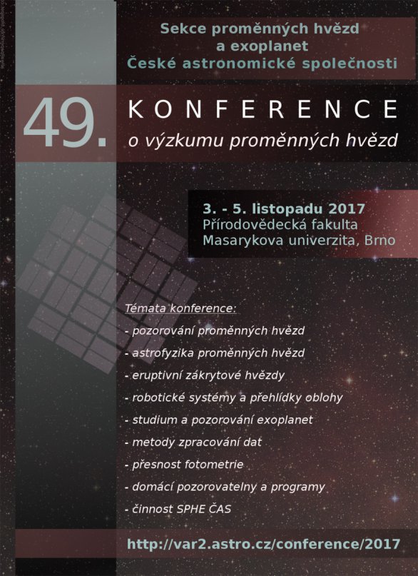 Letáček 49. konference o výzkumu proměnných hvězd Autor: Sekce proměnných hvězd