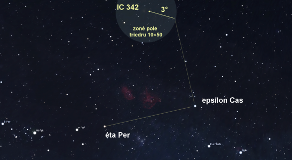 Vyhledávací mapka galaxie IC 342 Autor: Martin Gembec/Stellarium