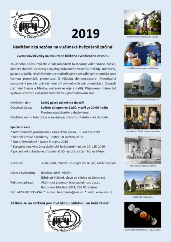 Vlašimská hvězdárna 2019 Vlašimská hvězdárna 2019